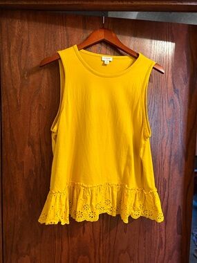 J. Crew Yellow Eyelet-Hem Tank Top